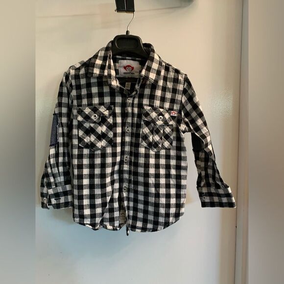 VINTAGE!! Appaman Plaid Button Down Shirt With Denim Elbow Patches! Size 4T - Picture 1 of 6